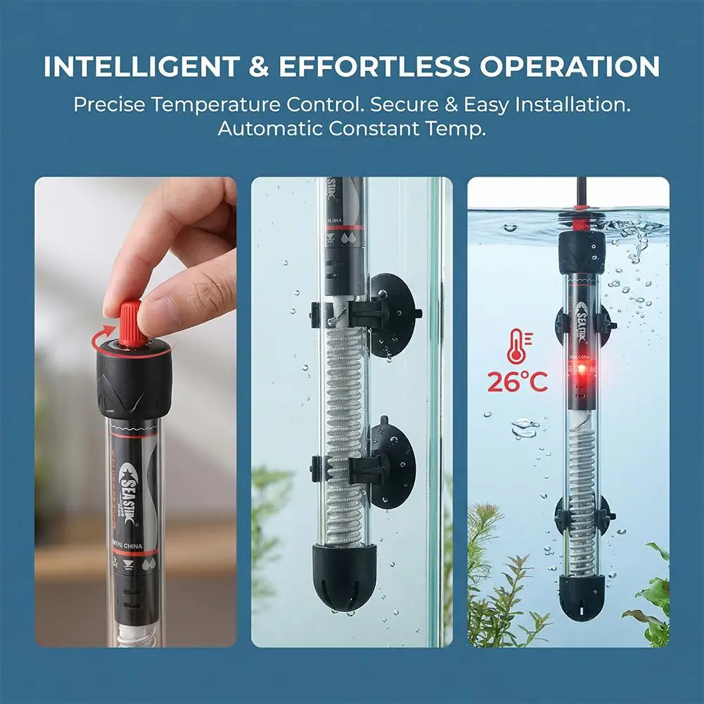 Aquarium Heater Submersible - Riscaldatore per Acquario Regolabile 25W-300W, Termostato