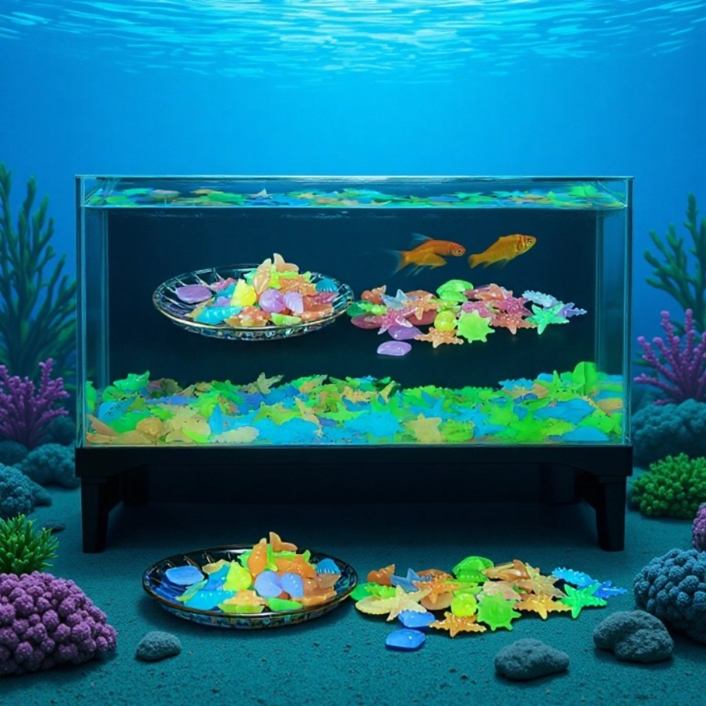 Aquarium Fish Artificial - Pietre oceaniche luminose fluorescenti, conchiglie fluorescenti,