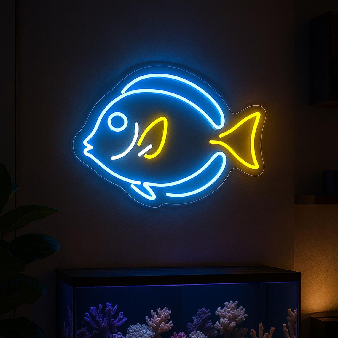Aquarium Fish Restaurant - Insegna al Neon a Tema Pesci