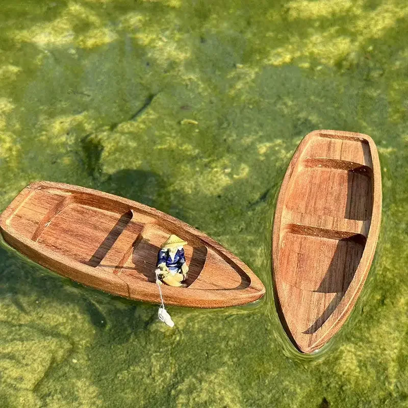 Fish Toys For Aquarium - Barca in legno fatta a mano
