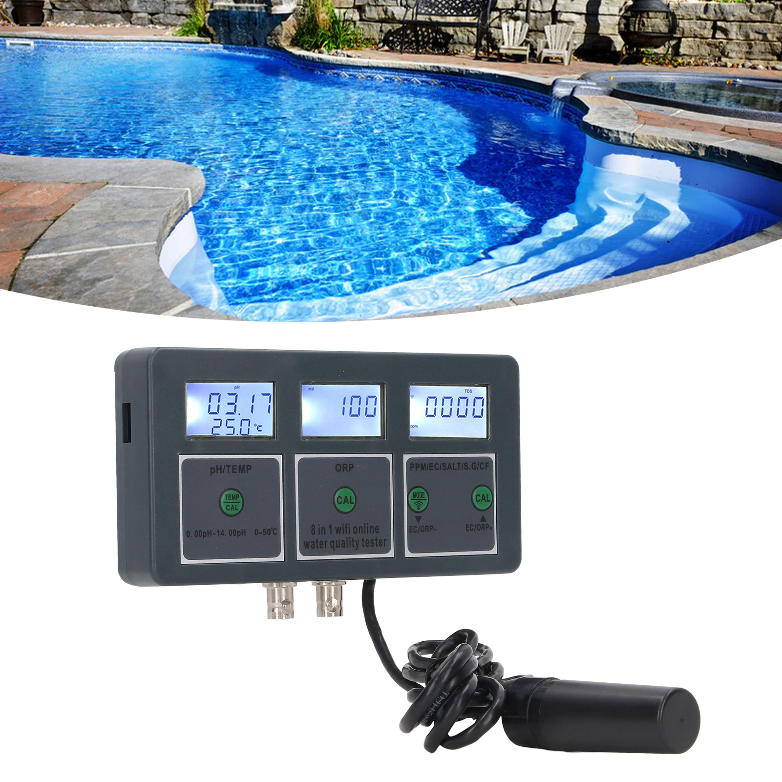 Aquarium Fish In Online - Tester di Qualità dell'Acqua Multiparametrico 8